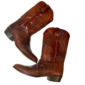 Dan Post size 12 Exotic Ostrich Leather Boots Congac brown color Excellent con.